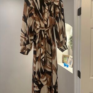 SHEIN Brown and Navy Collared Shirtdress